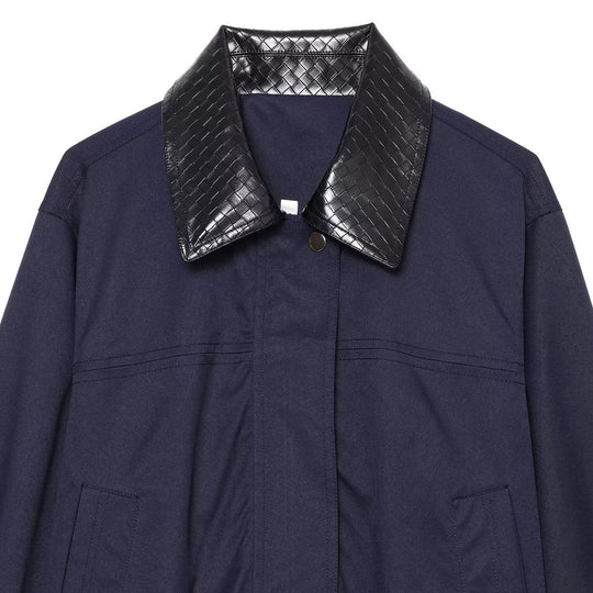 Damen Kurzjacke im Bomberstil mit kontrastiertem geprägtem Kunstlederkragen Shop Nory
