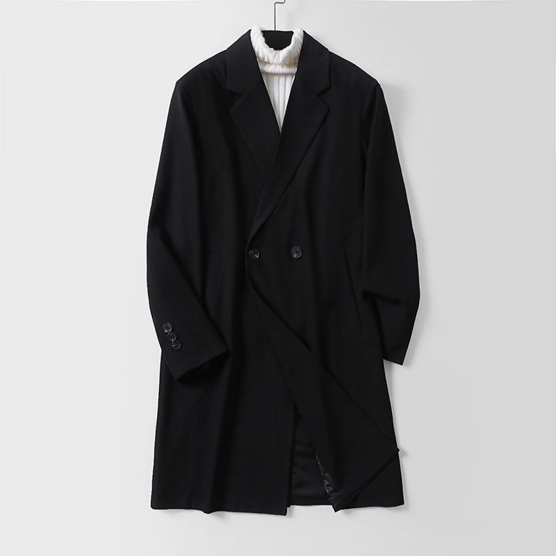 Herren Longline-Mantel im minimalistischen Schnitt mit Schalkragen und zweireihiger Knopfleiste Shop Nory