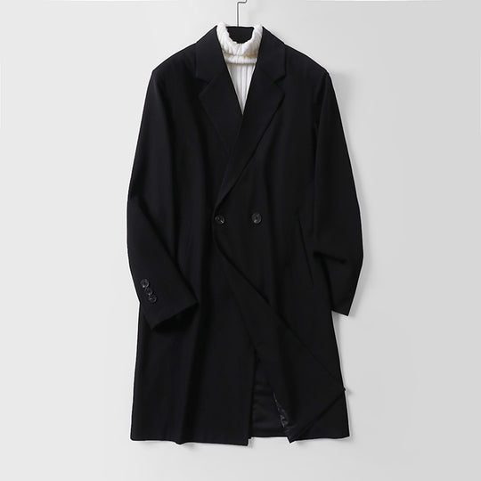 Herren Longline-Mantel im minimalistischen Schnitt mit Schalkragen und zweireihiger Knopfleiste Shop Nory