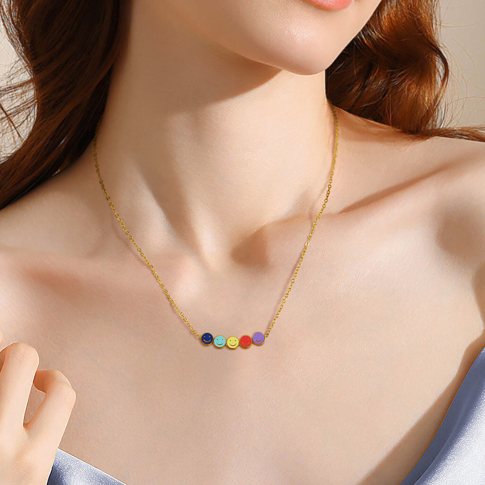 Frauen Playful Smiley Face Charm Halskette Shop Nory