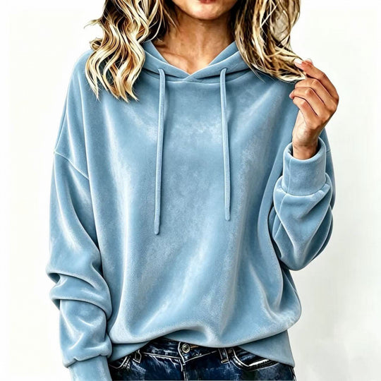 Damen Velours-Oversize-Kapuzenpullover mit Raglanärmeln Shop Nory