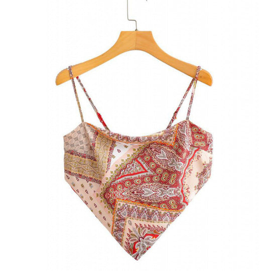 Femme Artistic Bandana Stil Crop Top