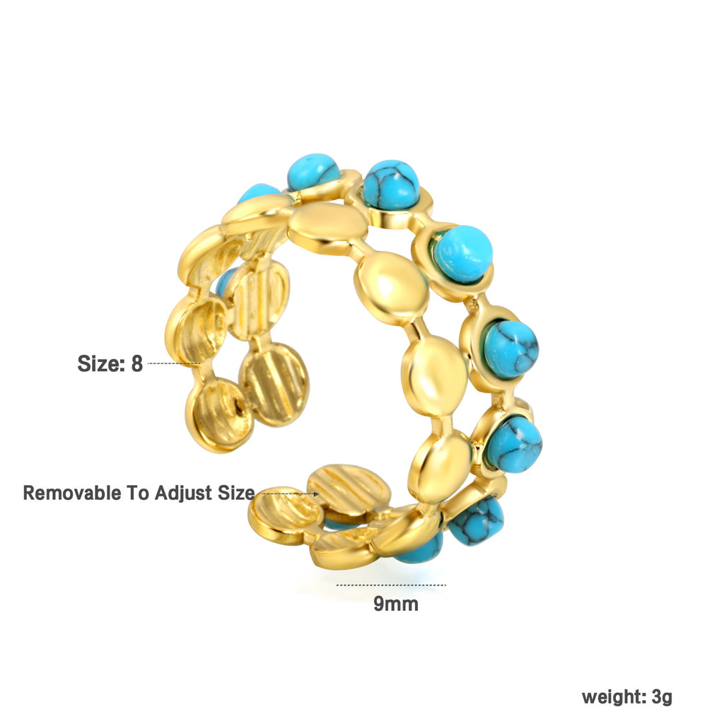 Damen Verstellbarer Ring mit einem eleganten türkisen Steindetail Shop Nory