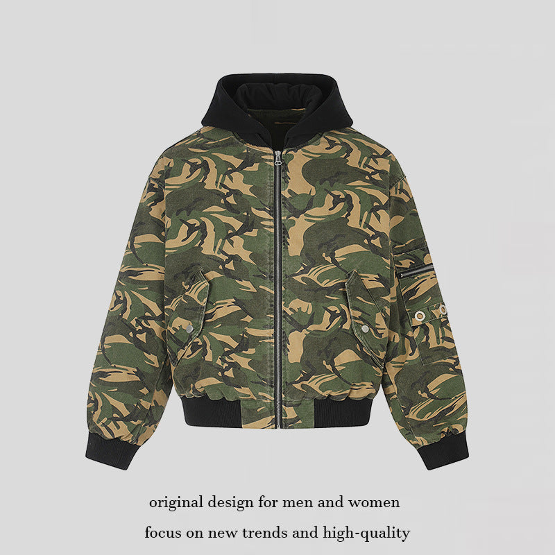 Damen Oversize-Utility Bomberjacke mit Kapuze, Reißverschluss-Front und Ärmel‑Tasche Shop Nory