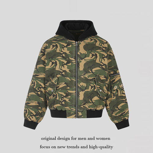 Damen Oversize-Utility Bomberjacke mit Kapuze, Reißverschluss-Front und Ärmel‑Tasche Shop Nory