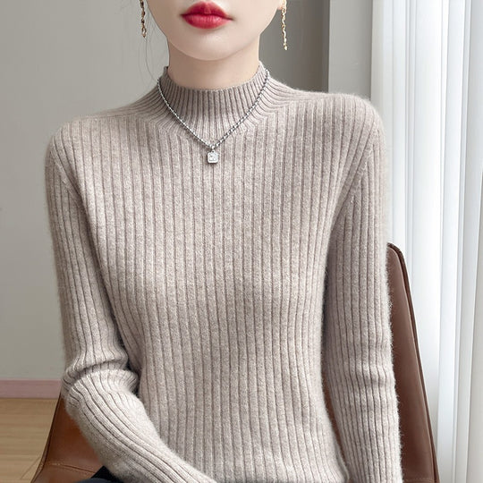 Damen Schmaler Rippenstrick-Mockneck mit extraweicher Kaschmir-Optik Shop Nory