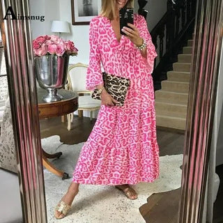 Damen Maxikleid im eleganten Leoprint