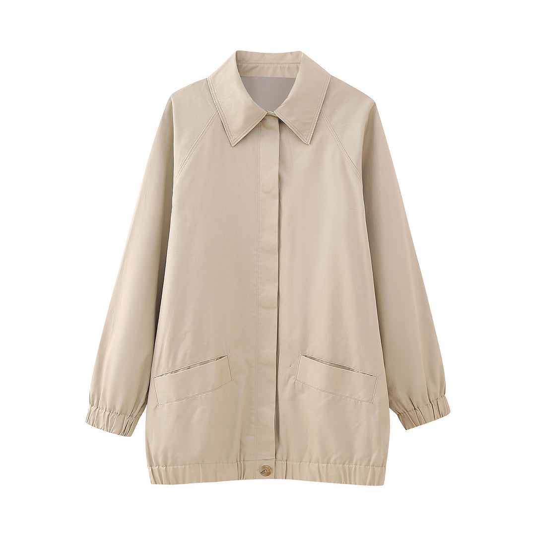 Damen Leichte Oversize-Übergangsjacke mit Hemdkragen und elastischem Saum Shop Nory
