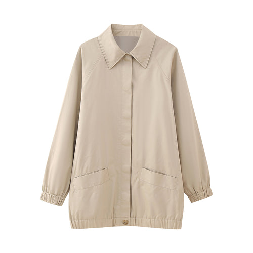 Damen Leichte Oversize-Übergangsjacke mit Hemdkragen und elastischem Saum Shop Nory