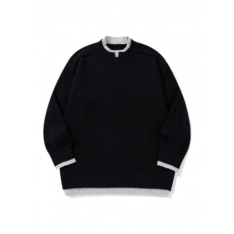 Unisex Relaxed-Fit Feinstrick-Pullover mit Kontrastbündchen und verlängertem Rippenbund Shop Nory