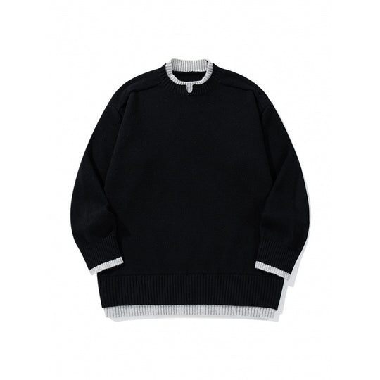 Unisex Relaxed-Fit Feinstrick-Pullover mit Kontrastbündchen und verlängertem Rippenbund Shop Nory