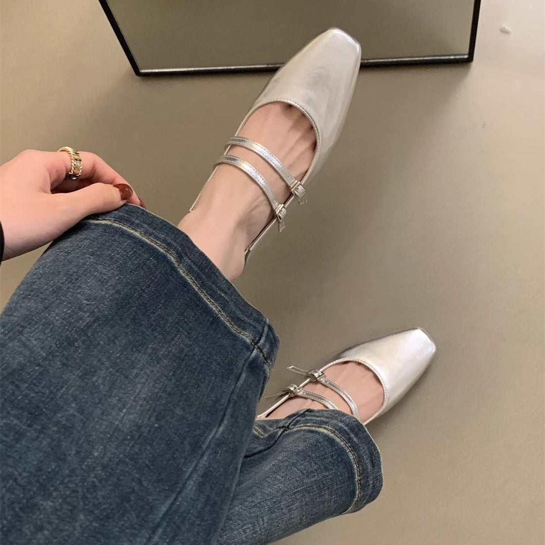 Damen elegante Mary Jane Ballerinas mit modischem Doppelriemen und komfortablem Fußbett