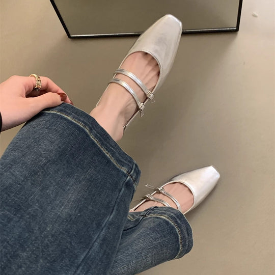 Damen elegante Mary Jane Ballerinas mit modischem Doppelriemen und komfortablem Fußbett