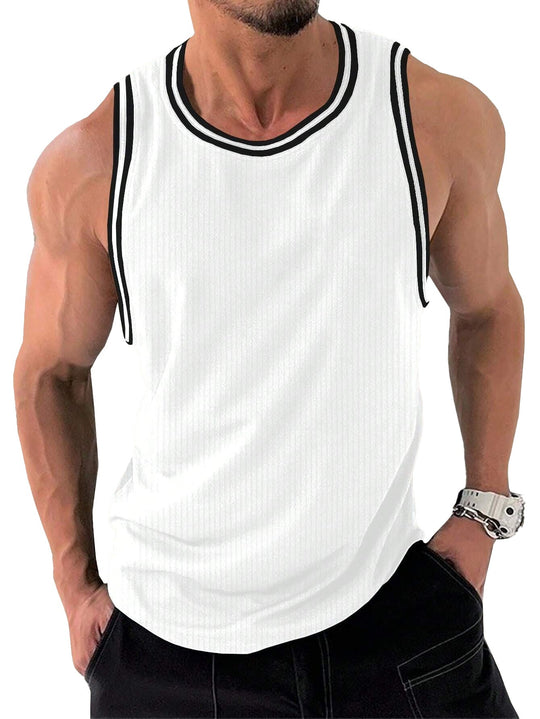 Herren Sportliches ärmelloses Tanktop mit atmungsaktivem Material und modernem Rippendesign