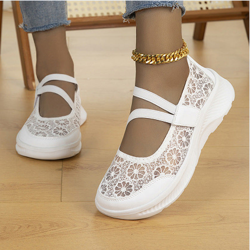 Damen Ballerina‑Sneaker mit floraler Spitzenoberfläche und dämpfender Plateau‑Sohle Shop Nory