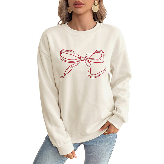 Damen Oversize-Sweatshirt mit gesticktem Schleifen-Motiv und Rundhalsausschnitt Shop Nory