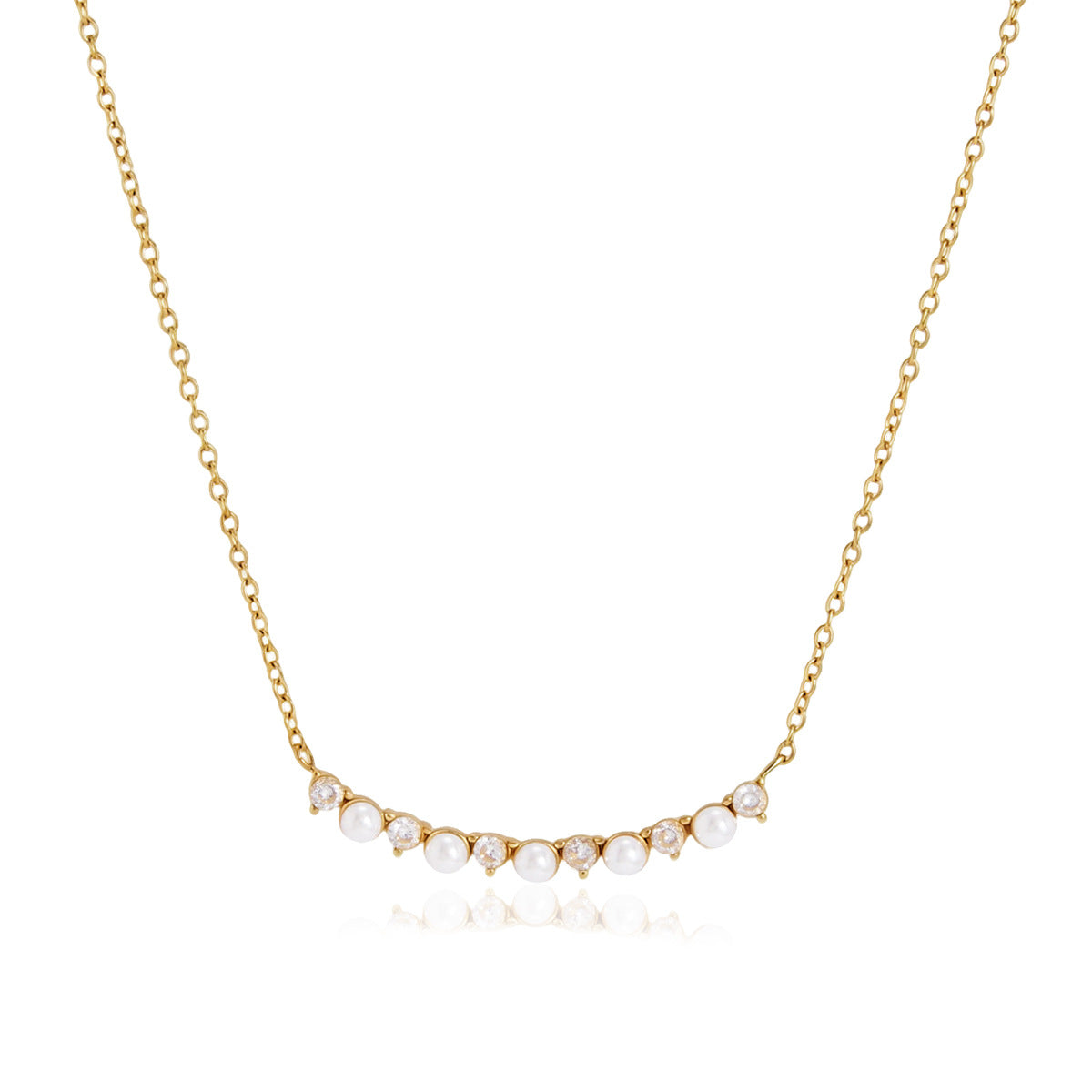 Damen Halskette mit eleganten Zirkonia und Perlenakzenten Shop Nory