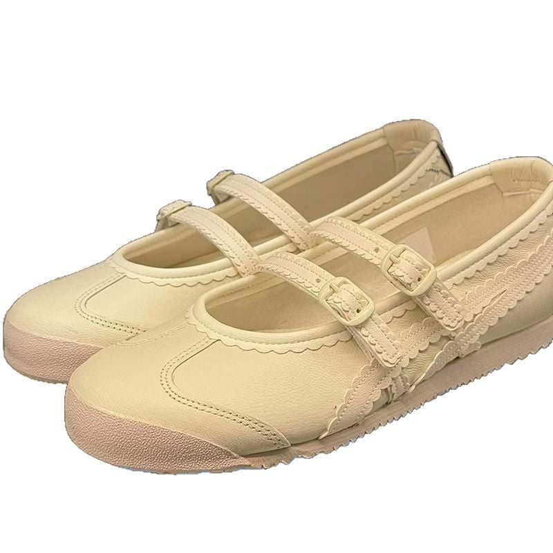 Damen Ballerinas mit verspieltem Riemendesign und hochwertiger Lederoberfläche