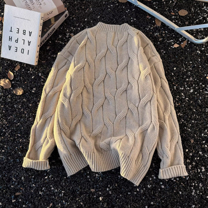 Damen Grobgestrickter Oversize-Zopfmuster-Strickpullover mit verkürztem Saum Shop Nory