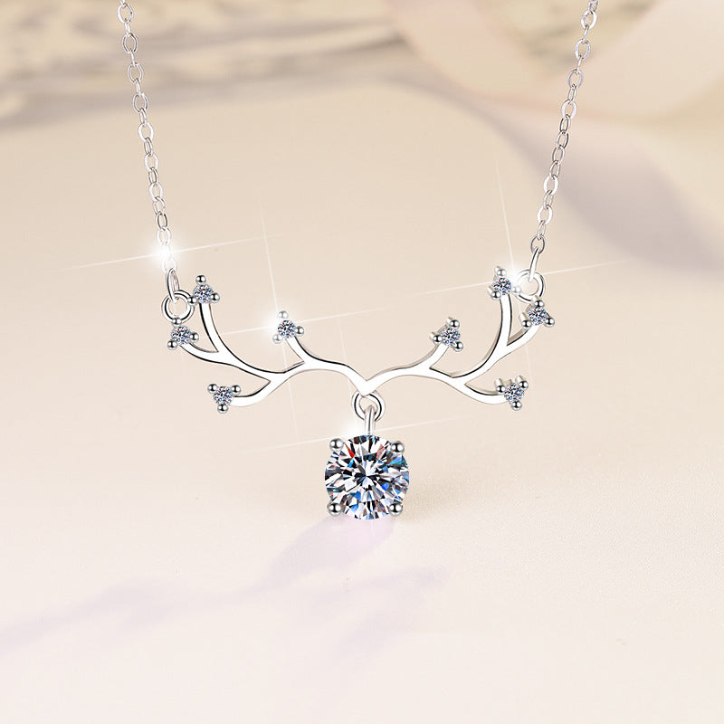 Damen filigrane Halskette mit elegantem Astdesign und funkelndem Kristallanhänger Shop Nory