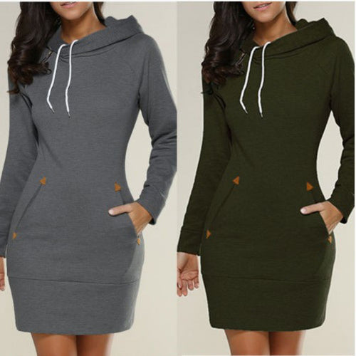 Damen Kapuzenkleid aus Sweat mit Kängurutaschen und taillierter Passform Shop Nory