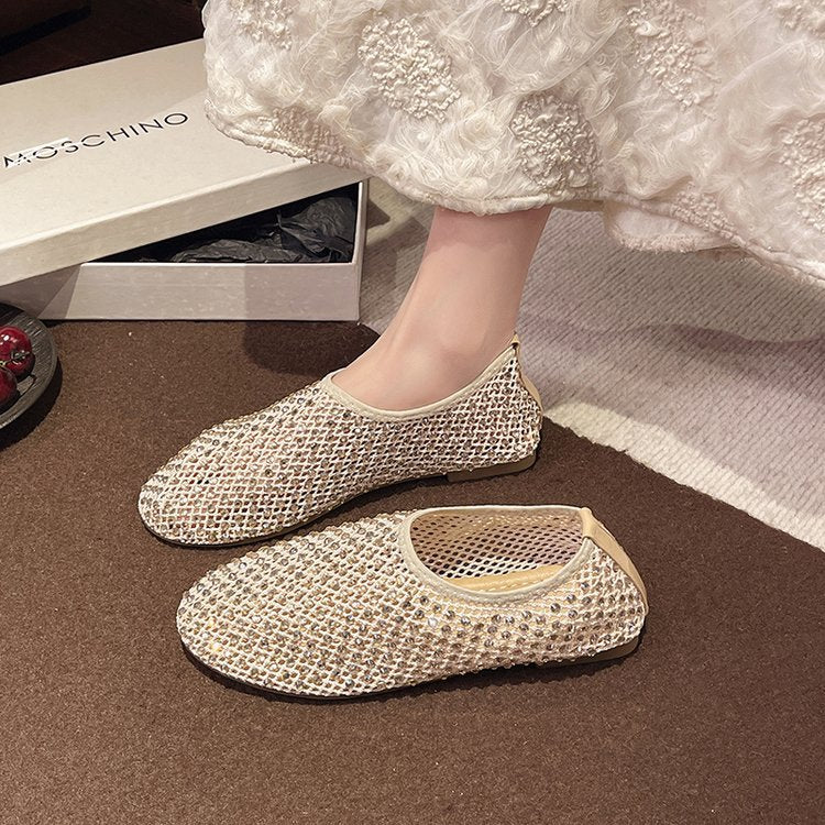 Damen komfortable Sneakers mit funkelnden Strass-Akzenten Shopnory