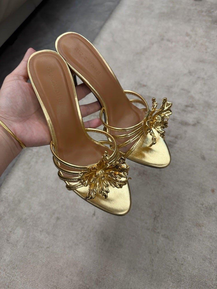Damen offene High Heel Sandalen mit dekorativem Riemendesign