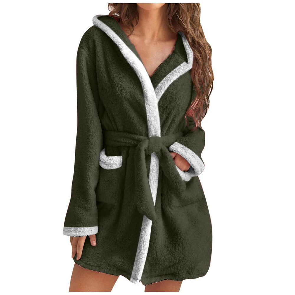 Damen Kuscheliger Bademantel mit weichem Sherpa-Futter und praktischen Taschen