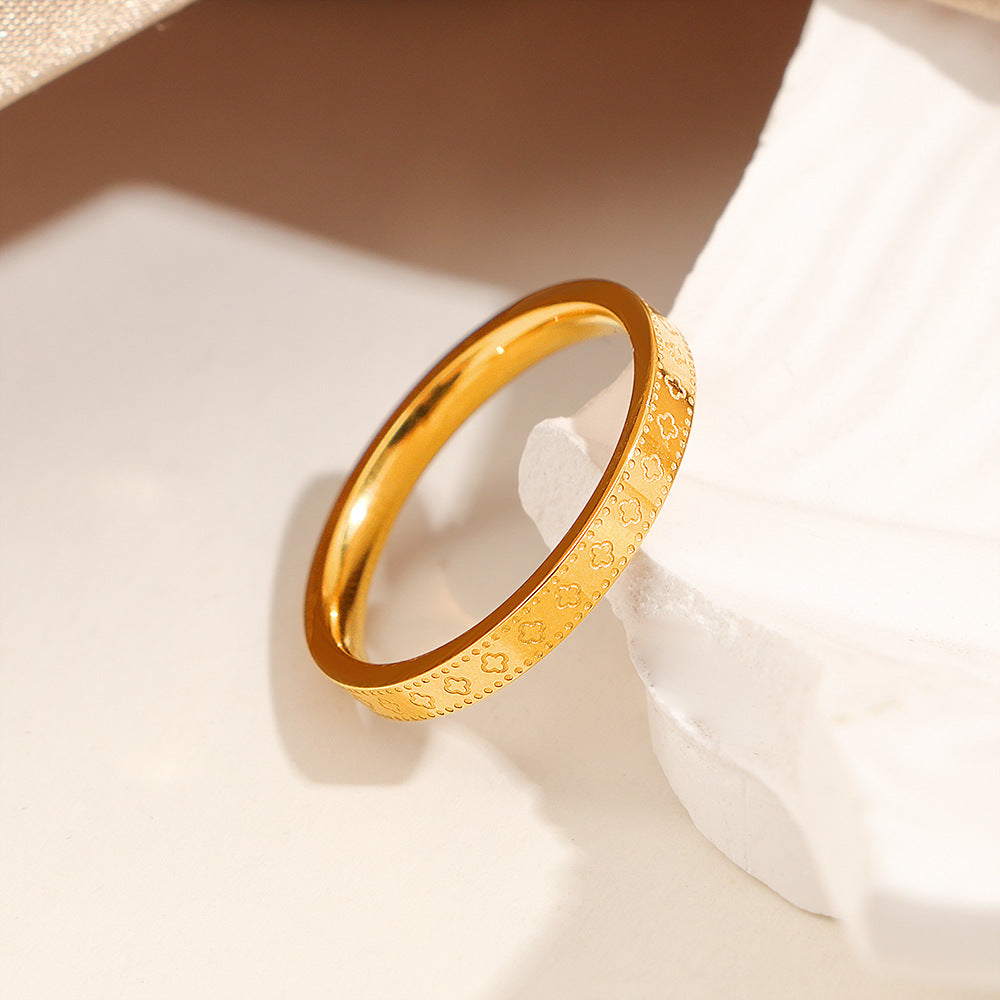 Damen Blumengravierte Goldring Shop Nory