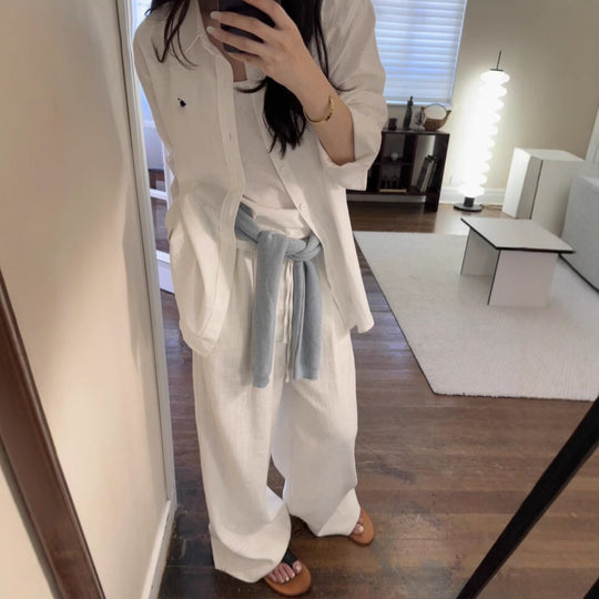 Damen Elegante und lässige Leinenbluse Shop Nory