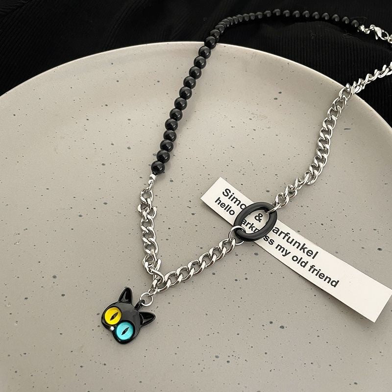 Damen Halskette mit verspieltem Katzenmotiv und langlebiger Gliederkette Shop Nory