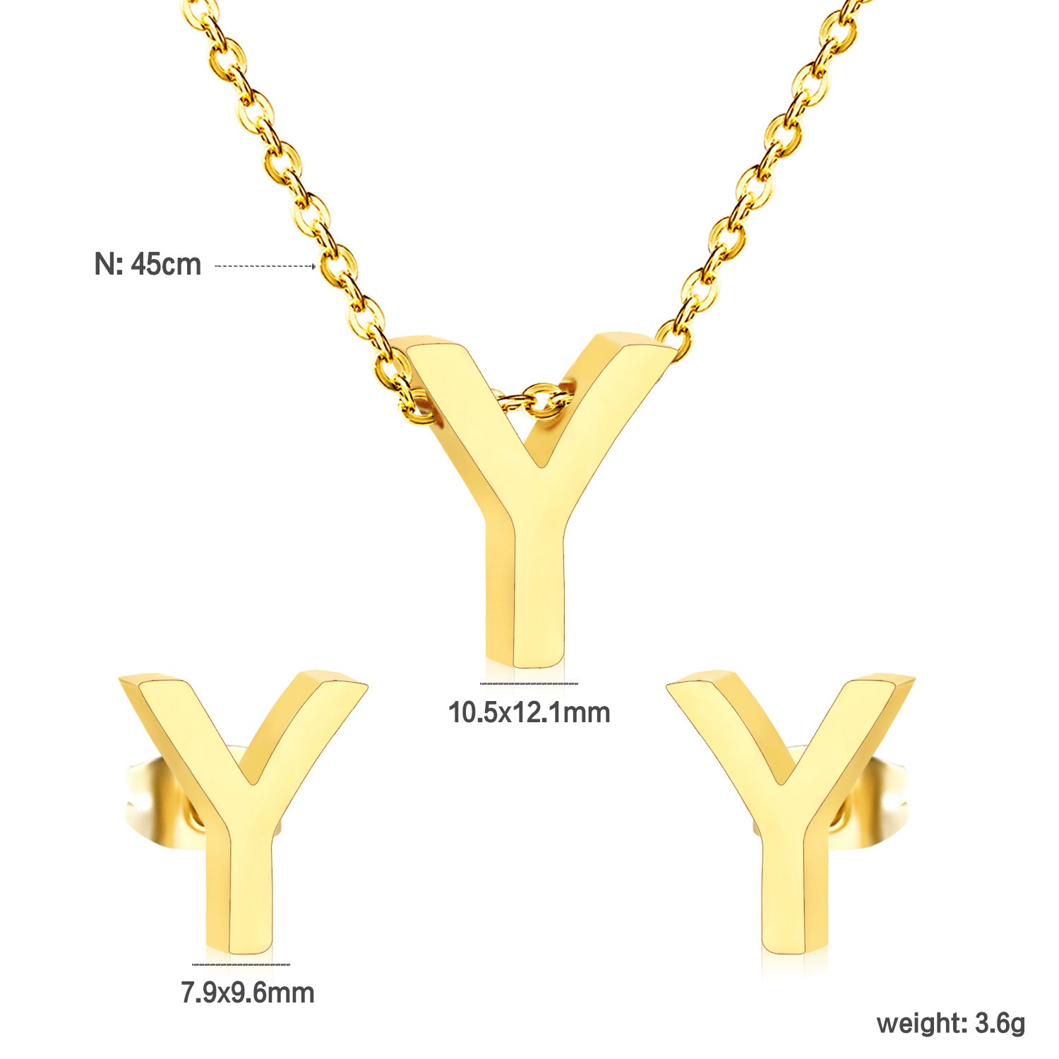 Damen Schmuckset mit K-Anhänger und passenden Ohrsteckern Shop Nory