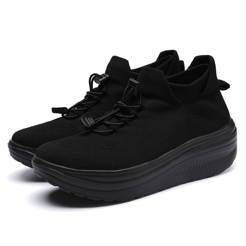 Damen Keil‑Plateau‑Sneaker mit Strickschaft, Sock‑Design und Schnellzug‑Schnürung Shop Nory
