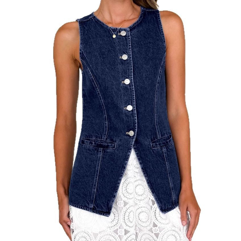 Damen Jeans-Weste im modernen Schnitt und praktischen Taschen