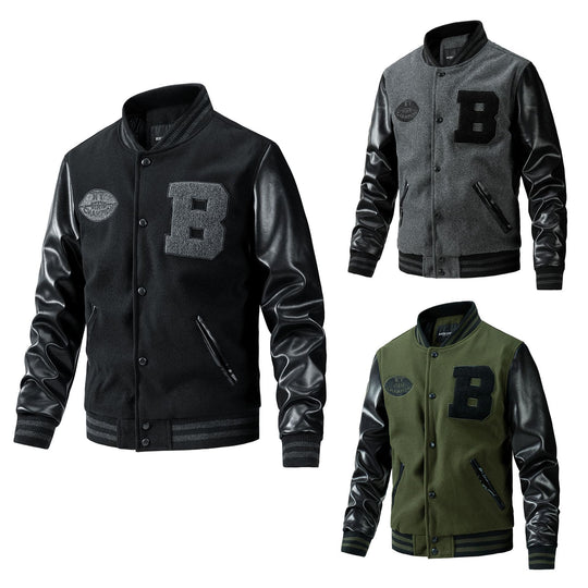 Herren Collegejacke aus Wollmix mit verstärkten Lederärmeln Shop Nory
