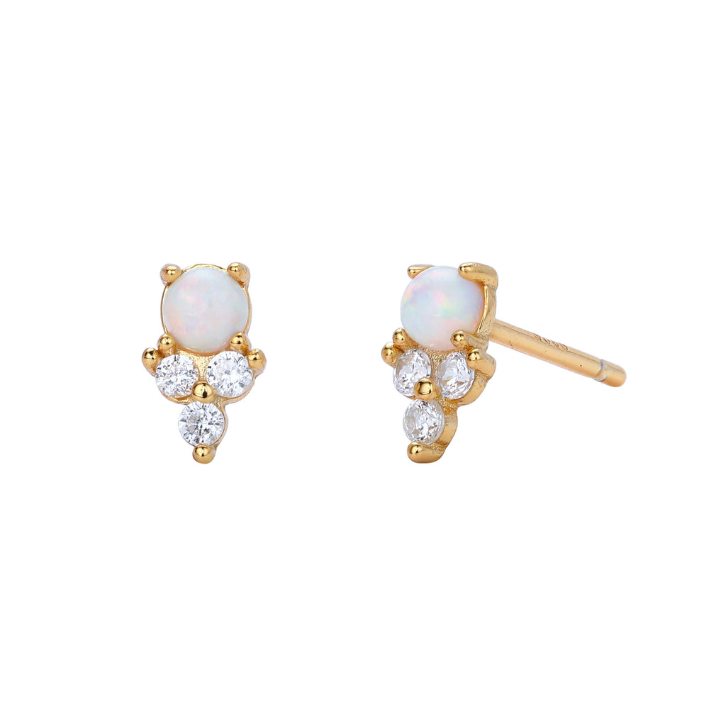 Damen Ohrstecker aus 925 Sterling Silber mit funkelndem Zirkon und edlem Opal Shop Nory