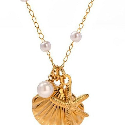 Damen elegante Kette mit muschelförmigen Anhängern Shop Nory