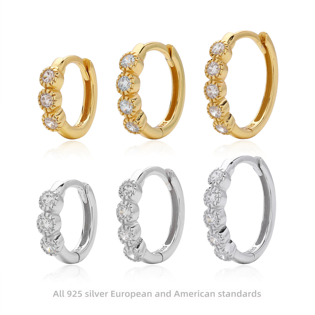 Damen Creolen mit funkelnden Zirkonia aus 925 Sterling Silber Shop Nory