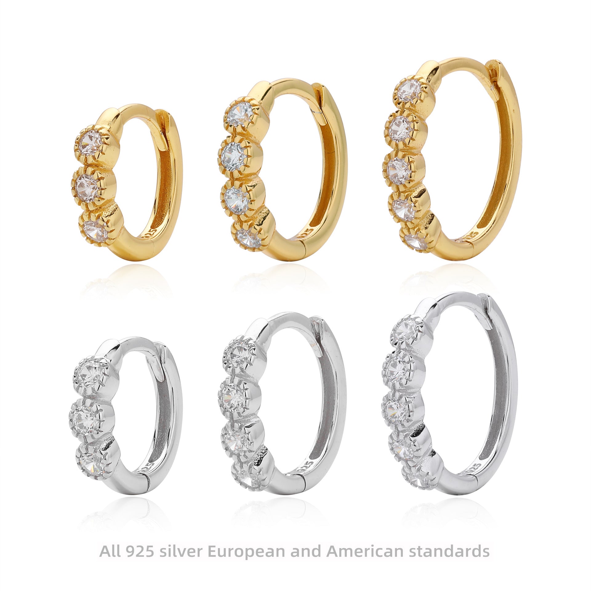 Damen Creolen mit funkelnden Zirkonia aus 925 Sterling Silber Shop Nory