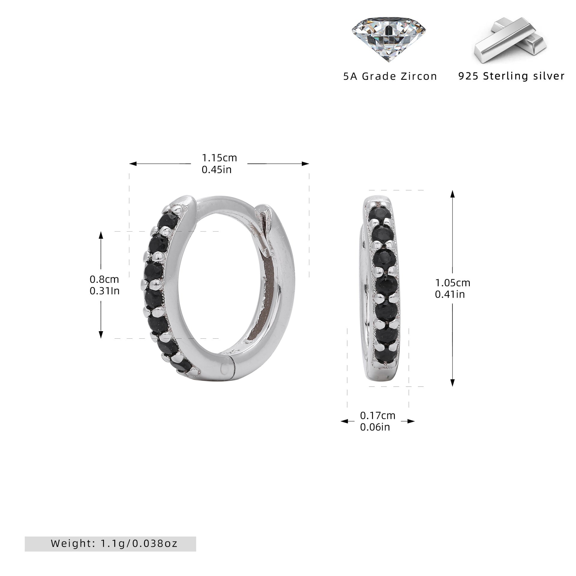 Damen Creolen mit funkelnden Zirkonia-Details aus 925 Sterling Silber Shop Nory