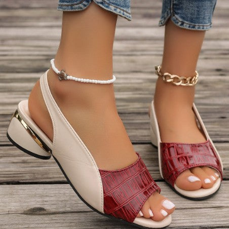 Damen Slingback-Pumps mit mittelhohem Blockabsatz und transparentem Gitter-Mesh Shop Nory