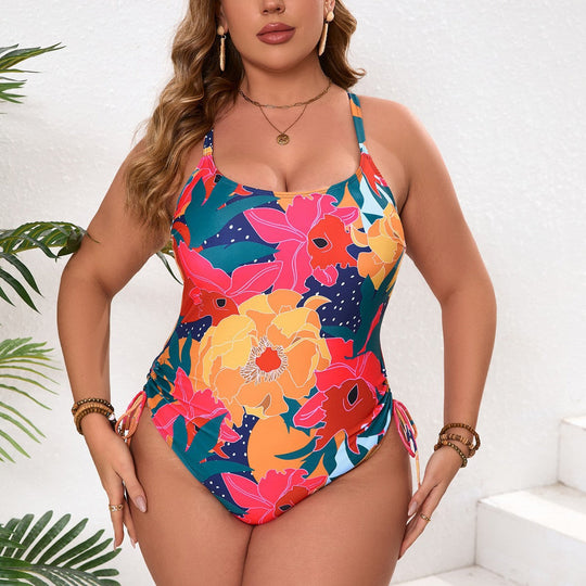 Damen Einteiler Badeanzug mit floralem Design und verstellbaren Trägern