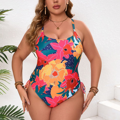 Damen Einteiler Badeanzug mit floralem Design und verstellbaren Trägern