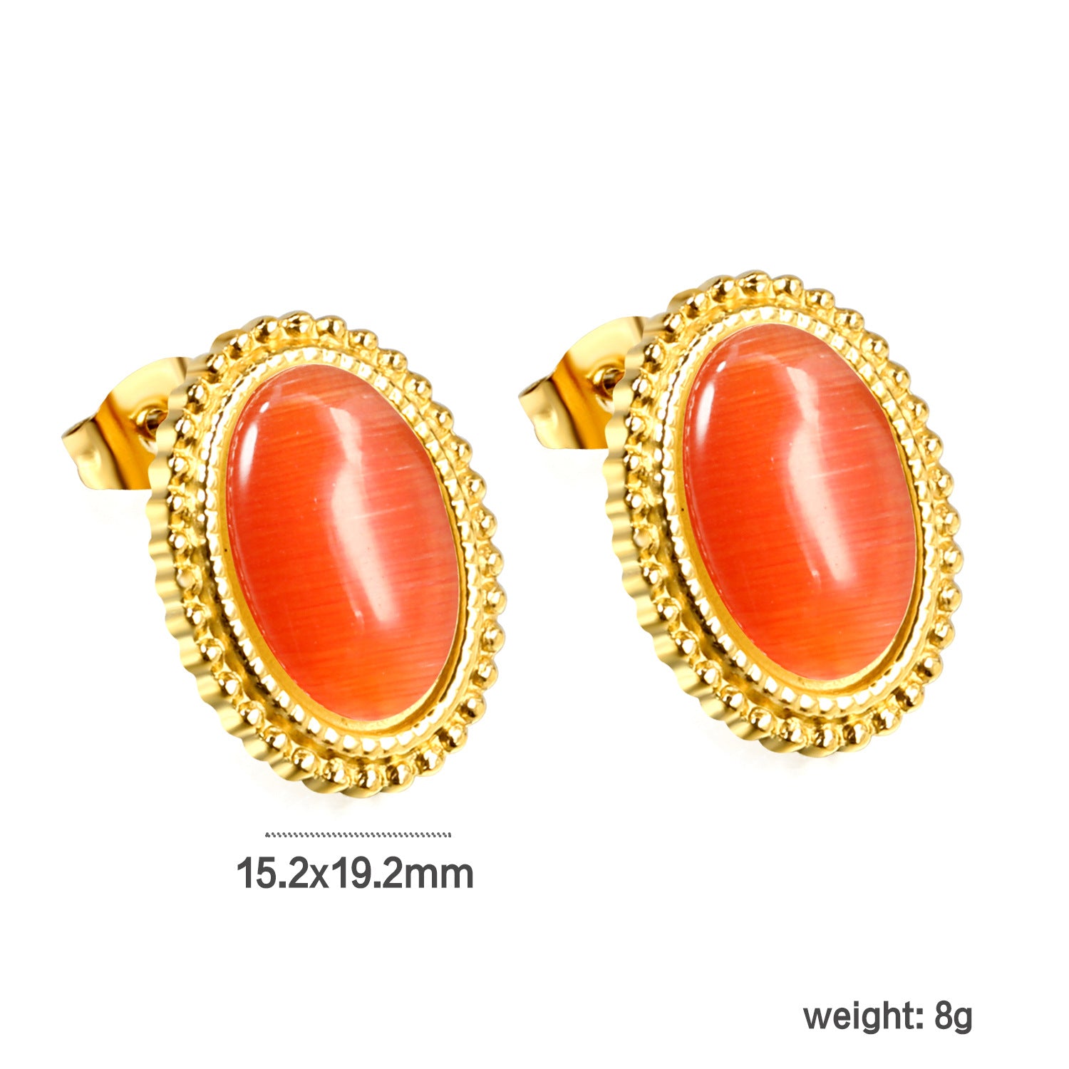 Damen Ohrstecker mit ovalem schwarzen Stein und goldfarbenem Rand Shop Nory