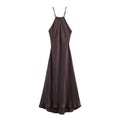 Damen Maxikleid mit elegantem Halterneck und schwingendem Saum