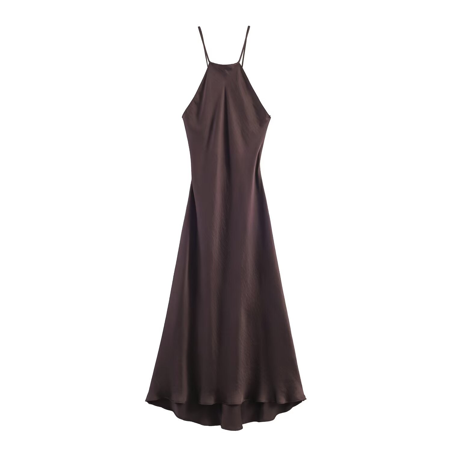Damen Maxikleid mit elegantem Halterneck und schwingendem Saum