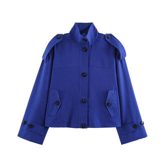 Damen Kurze Cargojacke mit Stehkragen, Schulterklappen und Knopfleiste Shop Nory