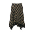 Damen Wickelrock mit eleganter Spitze und modernem Karomuster