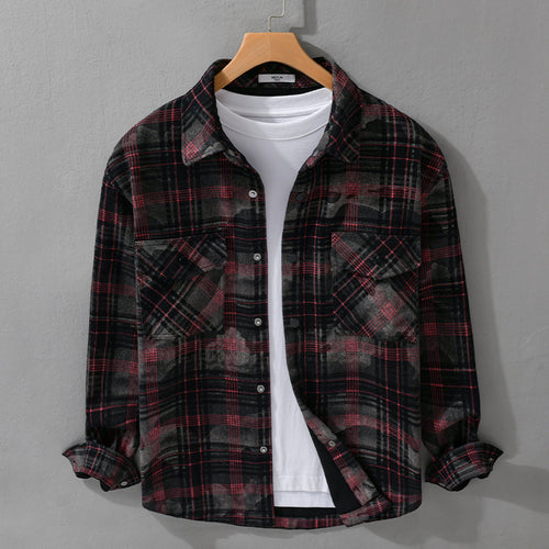 Herren Kariertes Overshirt aus flauschigem Flanell mit Brusttaschen Shop Nory