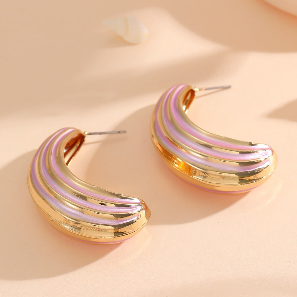Damen Hängende Ohrringe mit luxuriösem Gold- und Pinkfinish Shop Nory